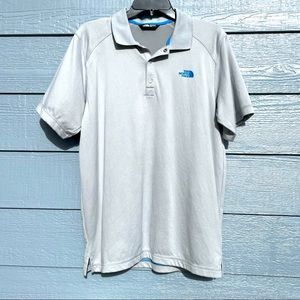 The North Face moisture wicking  s/s polo shirt in light gray Sz Med. EUC